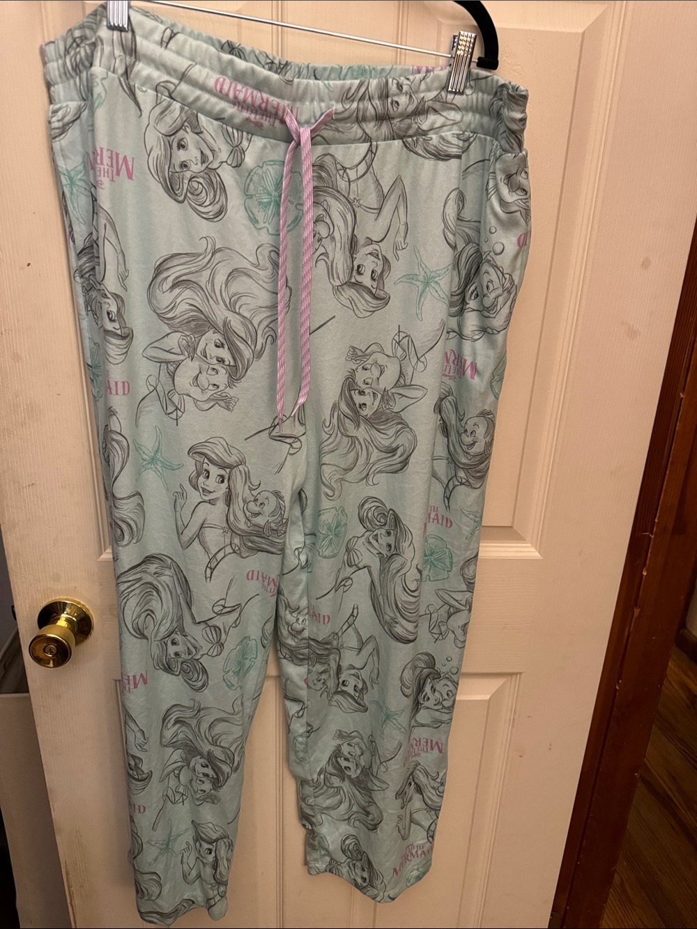 Disney Mint Ariel Sketch-Print Pajama Pants with Drawstring - size 2x - used